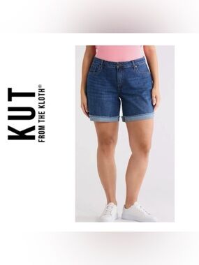 💵Kut from the Kloth Katy Boyfriend Mid-Rise Rolled Cuff Jean Shorts Size 18W